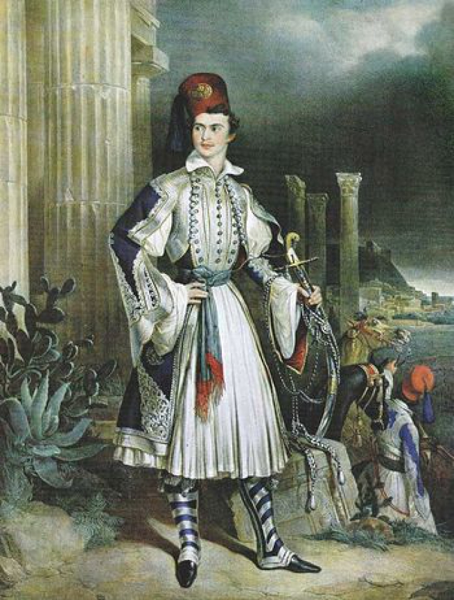 Король Греции Оттон I в национальном костюме. Литография Готлиба Бодмера