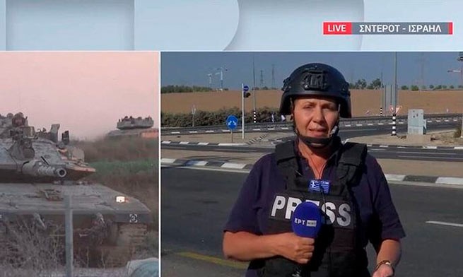 Израильтяне обстреляли съемочную группу греческого телеканала за пределами Газы (видео)