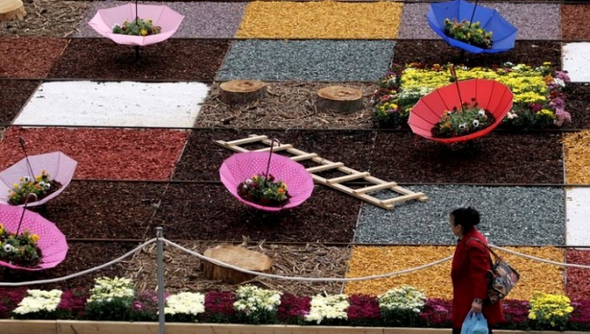 Цветочное шоу на площади Котзиа в Центре Афин