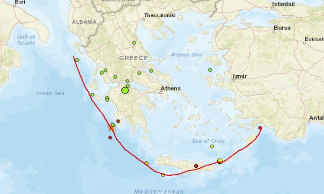 Землетрясение 5,1 балла возле Пелопонесса