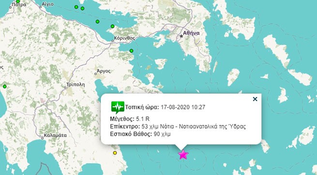 Землетрясение 5,2 Рихтера у берегов о. Гидра ощутили жители Афин