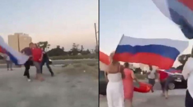 Кипр: украинка угрожала ножом россиянам, проводившим акцию в Ларнаке (видео)
