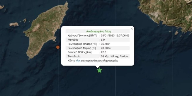 Сильное землетрясение магнитудой 5,9 по шкале Рихтера у берегов Родоса