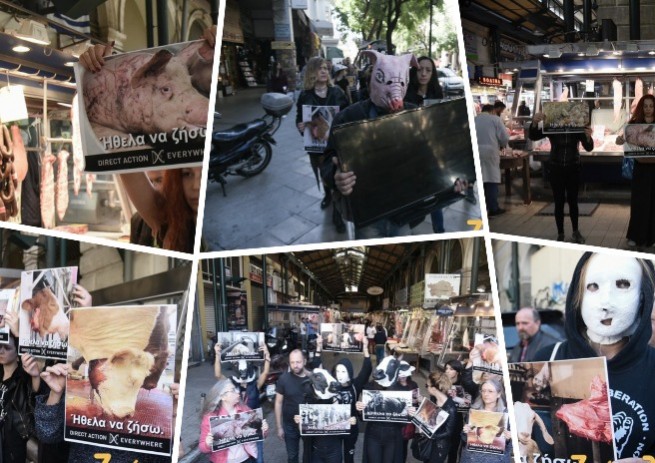 Веганы провели акцию протеста на мясном рынке Варвакио