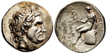 Монета в виде тетрадрахмы с изображением Селевка I Никатора. Предоставлено: Классическая нумизматическая группа/Википедия CC BY-SA 3.0