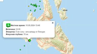 Кефалонья: землетрясение силой 3,9 балла по шкале Рихтера
